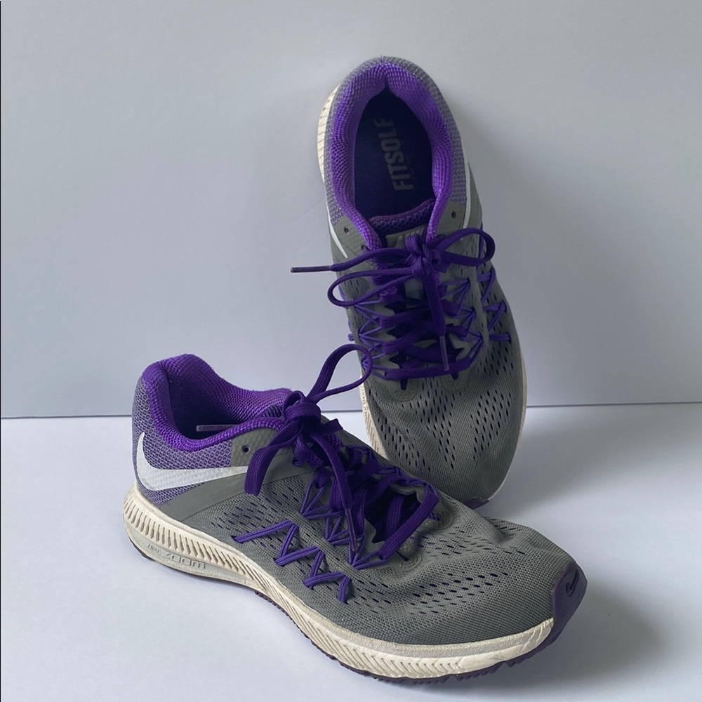 Nike Purple and Gray Athletic Shoes with Vibrant Accents